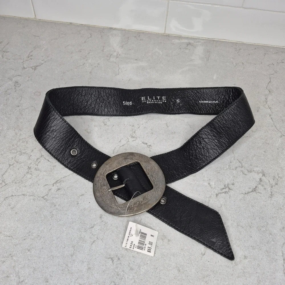 Elite Vintage Women's Belt 5825 Size M Black‎ Leather USA